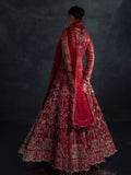 Red Enzo Reve Dore Raw Net Embellished Unstitched Lehnga Set-Eloure