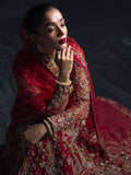 Red Enzo Reve Dore Raw Net Embellished Unstitched Lehnga Set-Eloure