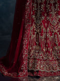 Red Enzo Reve Dore Raw Net Embellished Unstitched Lehnga Set-Eloure