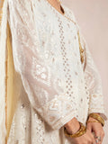 Manahil Arts Chiffon Embroidered Stitched 3-Piece Suit-Kurti 099-Off White