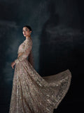 Peach Enzo Reve Dore Net Embellished Unstitched Lehnga Set-Maeve