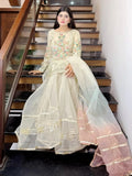 Ivory-HEM Organza Embellished Sharara-Leela