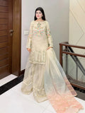 Ivory-HEM Organza Embellished Sharara-Leela