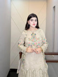 Ivory-HEM Organza Embellished Sharara-Leela