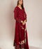 Manahil Arts Chiffon Embroidered Stitched 3-Piece Suit-Kurti 099-Maroon