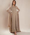 Manahil Arts Chiffon Embroidered Stitched 3-Piece Suit-Kurti 106-Camel Brown