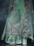 Mint Green Enzo Reve Dore Organza Embellished Stitched 3-Piece Suit-Olea
