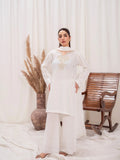 White-HEM Lawn Cotton Embroidered Stitched 3-Piece Suit-Star Bust