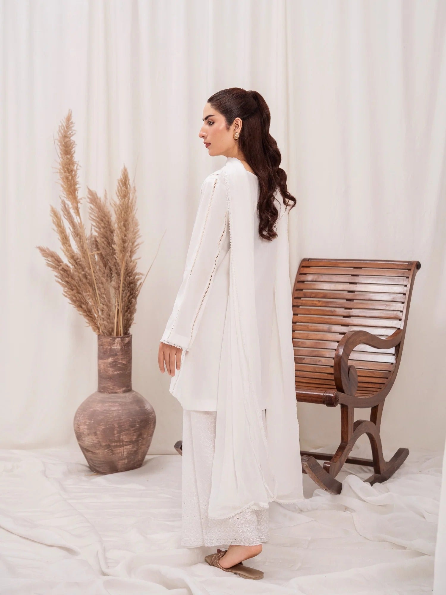 White-HEM Lawn Cotton Embroidered Stitched 3-Piece Suit-Star Bust