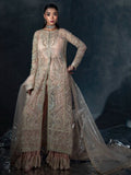 Peach Enzo Reve Dore Raw Organza Embellished Stitched 3-Piece Suit-Liora