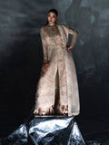 Peach Enzo Reve Dore Raw Organza Embellished Stitched 3-Piece Suit-Liora