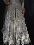 Silver-Enzo Reve Dore Organza Embellished Sharara-Silva