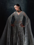 Silver-Enzo Reve Dore Organza Embellished Sharara-Silva
