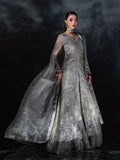 Silver-Enzo Reve Dore Organza Embellished Sharara-Silva