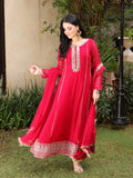 Manahil Arts Chiffon Embellished Stitched 3-Piece Suit-Kurti 123-Shocking Pink