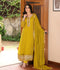 Manahil Arts Chiffon Embellished Stitched 3-Piece Suit-Kurti 123-Mustard