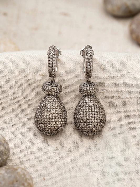 Orya Jewellery Zircon Drop Earrings-Black Champagne E42