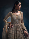 Brown Enzo Reve Dore Net Embellished Unstitched Lehnga Set-Aurora