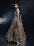Brown Enzo Reve Dore Net Embellished Unstitched Lehnga Set-Aurora