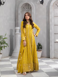 Manahil Arts Chiffon Embroidered Stitched 3-Piece Suit-Kurti 099-Mustard