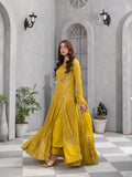 Manahil Arts Chiffon Embroidered Stitched 3-Piece Suit-Kurti 099-Mustard