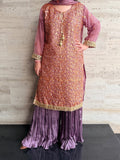 Savarna Chiffon Embroidered Sharara-Tea Pink 52