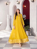 Manahil Arts Chiffon Embroidered Stitched 3-Piece Maxi-Kurti 106-Mustard