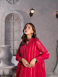 Pink Manahil Arts Chiffon Embroidered Stitched 3-Piece Maxi-Kurti 106-Shocking Pink