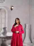 Pink Manahil Arts Chiffon Embroidered Stitched 3-Piece Maxi-Kurti 106-Shocking Pink