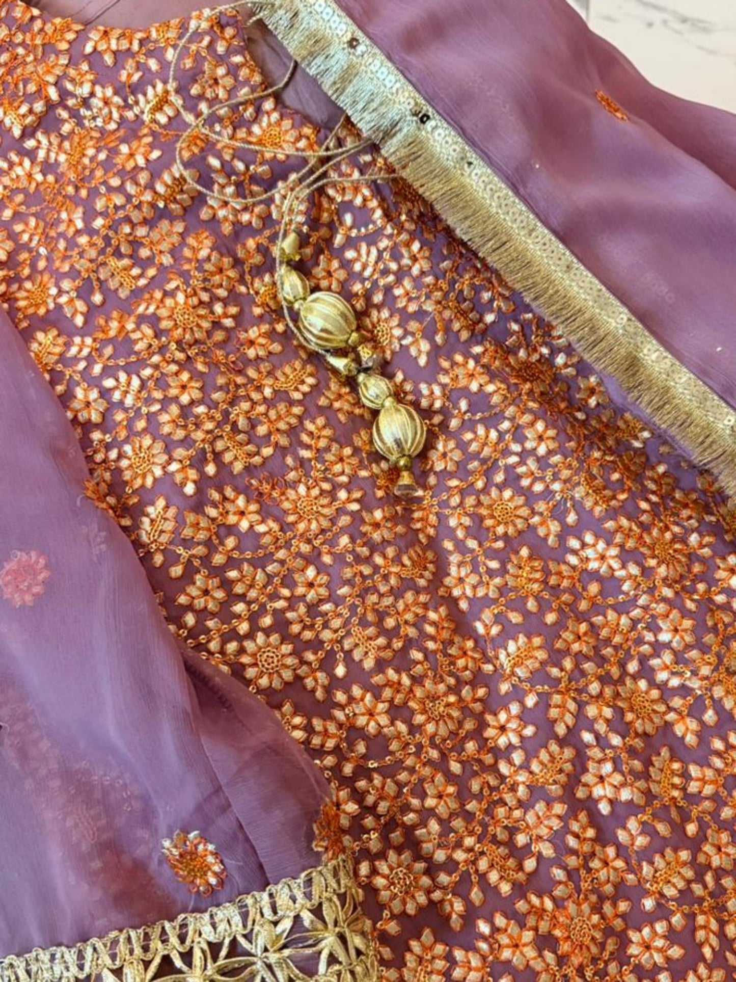 Savarna Chiffon Embroidered Sharara-Tea Pink 52