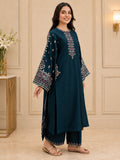 Blue Pyara Jora Lawn Embroidered Stitched 3-Piece Suit-Ocean Luxury 