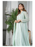 Mint Green HEM Chiffon Embellished Maxi-Kashish-Baby Pink