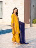 Yellow-Tehzeeb Libaas Lawn Embroidered Stitched 3-Piece Suit-Rangreza