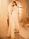 White Manahil Arts Chiffon Embroidered Stitched 3-Piece Maxi-Kurti 108