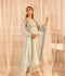 Manahil Arts Chiffon Embroidered Stitched 3-Piece Suit-Kurti 108-Aqua