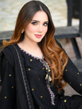 Black-Tehzeeb Libaas Lawn Embroidered Stitched 3-Piece Suit-Zarqa