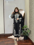 Black-Tehzeeb Libaas Lawn Embroidered Stitched 3-Piece Suit-Saphire Black