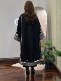 Black-Tehzeeb Libaas Lawn Embroidered Stitched 3-Piece Suit-Saphire Black