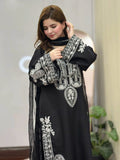 Black-Tehzeeb Libaas Lawn Embroidered Stitched 3-Piece Suit-Saphire Black