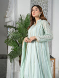 Manahil Arts Chiffon Embroidered Stitched 3-Piece Maxi-Kurti 106-Aqua