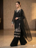 Black Duas Boutique Chiffon Embroidered Stitched 3-Piece Suit-Black Glam 