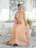 Peach Manahil Arts Chiffon Embroidered Stitched 3-Piece Maxi-Kurti 106-Peach