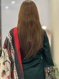 Green-Tehzeeb Libaas Lawn Embroidered Stitched 3-Piece Suit-Dinaar