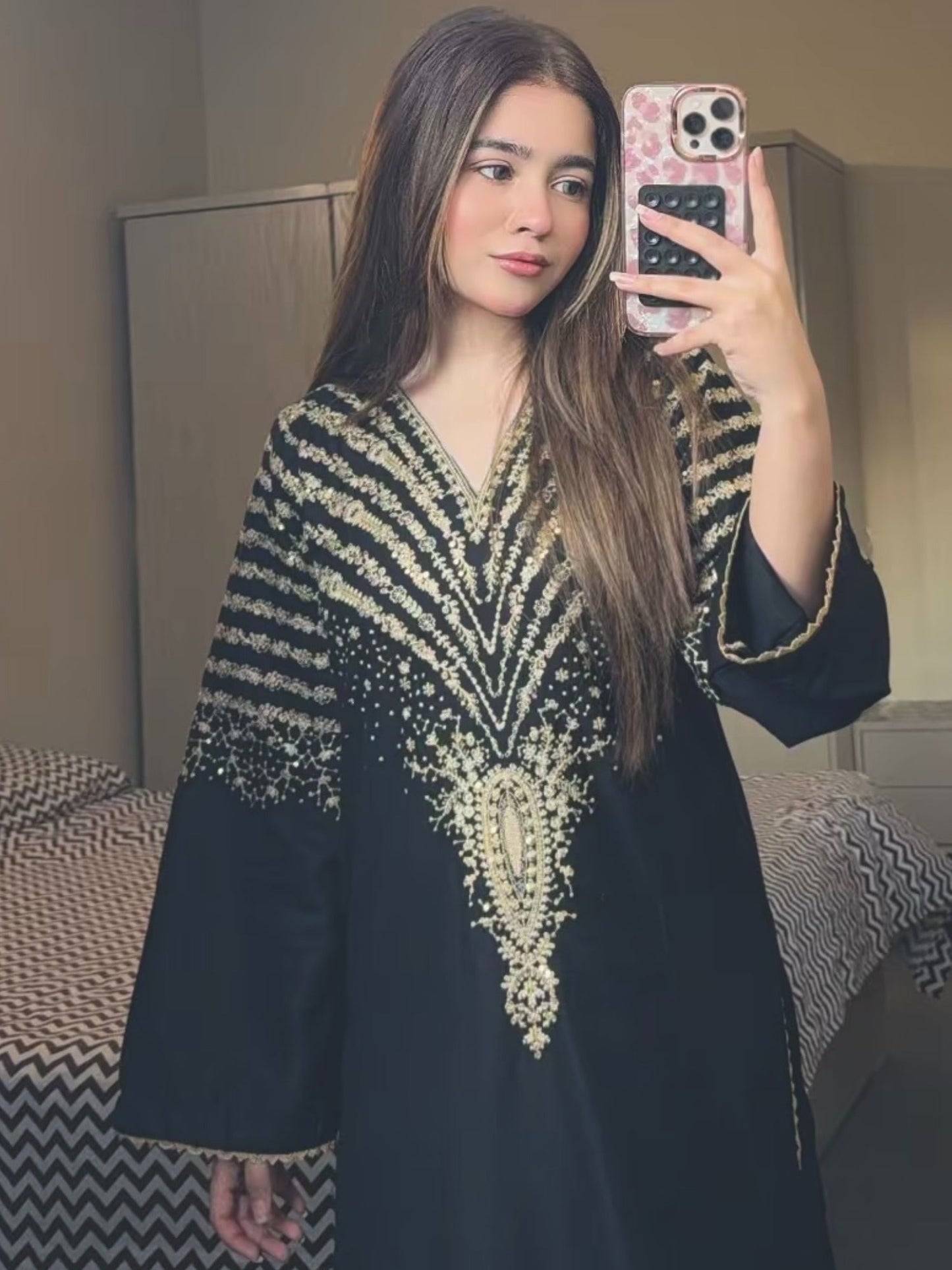 Black-Tehzeeb Libaas Lawn Embroidered Stitched 3-Piece Suit-Black Peacoack