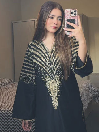 Black Tehzeeb Libaas Lawn Embroidered Stitched 3 Piece Suit Black Peacoack