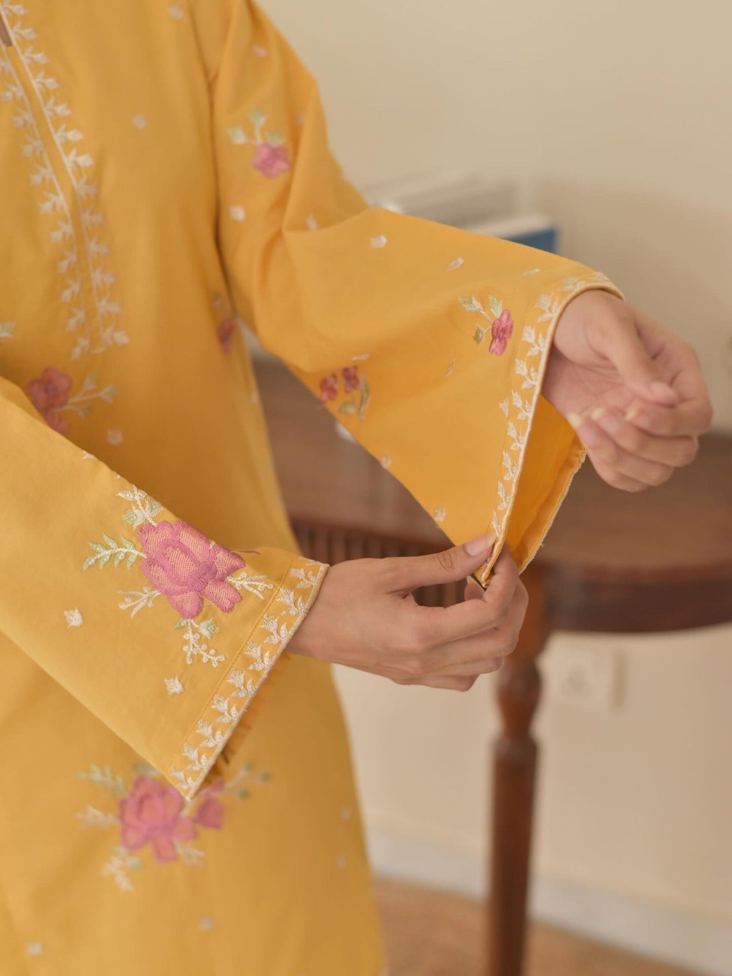 Tehzeeb Libaas Lawn Embroidered Stitched 3-Piece Suit-Yellow Sunflowers