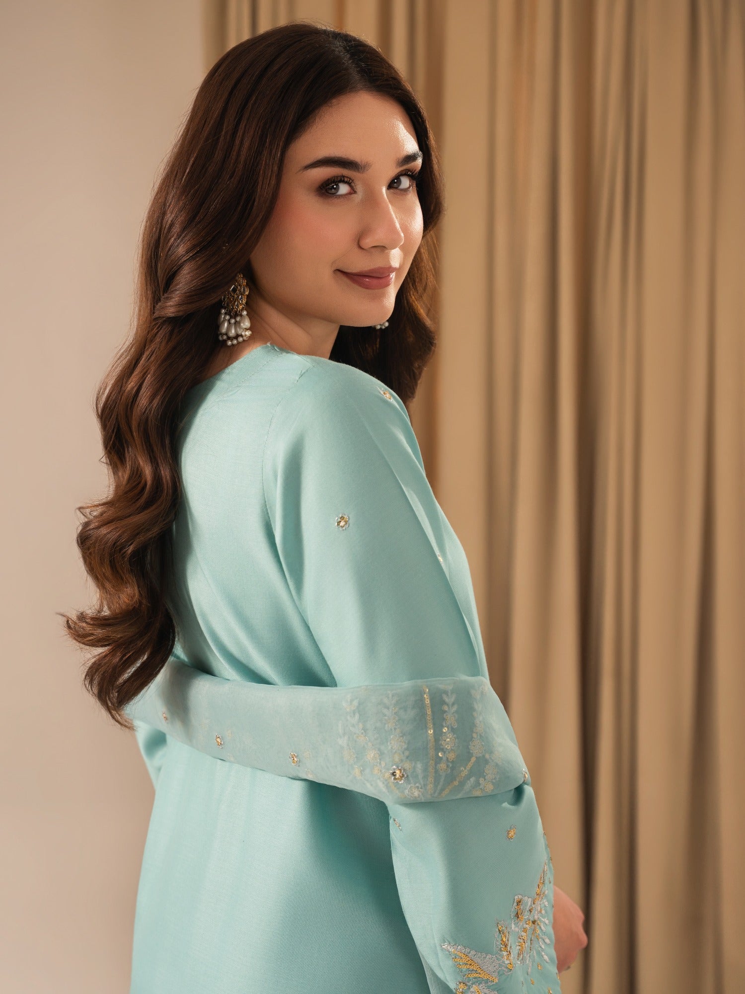 Blue Tehzeeb Libaas Lawn Embroidered Stitched 3-Piece Suit-ZarnaabTehzeeb Libaas Lawn Embroidered Stitched 3-Piece Suit-Zarnaab