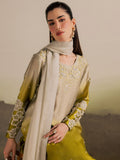 Beige Olive Allure By IH Full Circle Tussel Silk Embroidered Stitched 3-Piece Suit-Loop