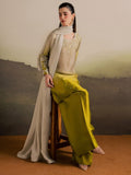 Beige Olive Allure By IH Full Circle Tussel Silk Embroidered Stitched 3-Piece Suit-Loop