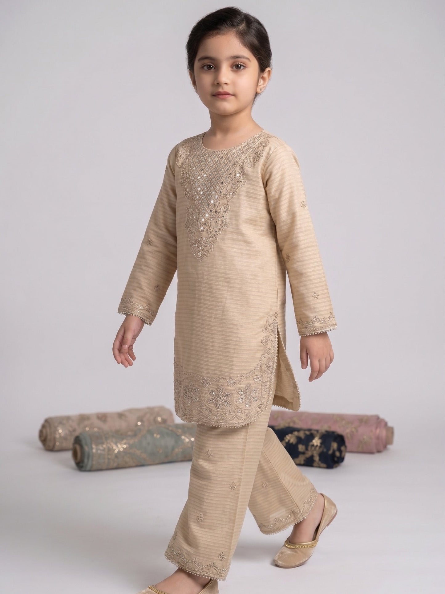 Ivory Lumira Cotton Embroidered Stitched 2-Piece Suit-Ivory